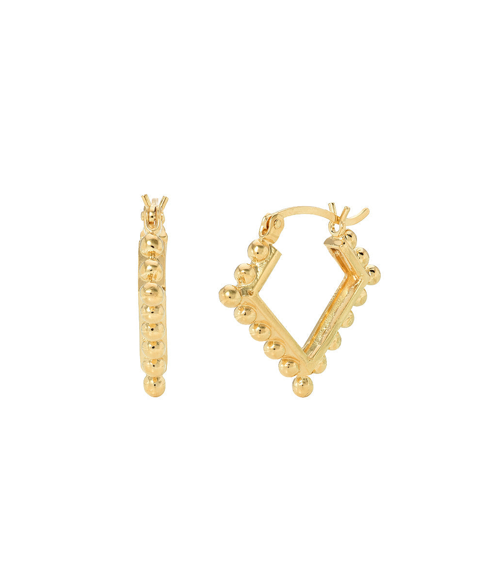 14KT Yellow Gold Diamond Circle Studded Hoops Earrings