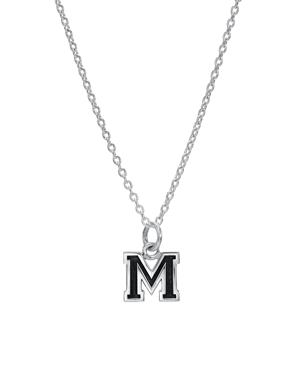 Sterling Silver Varsity Letter Personalized Initial Charm Necklace