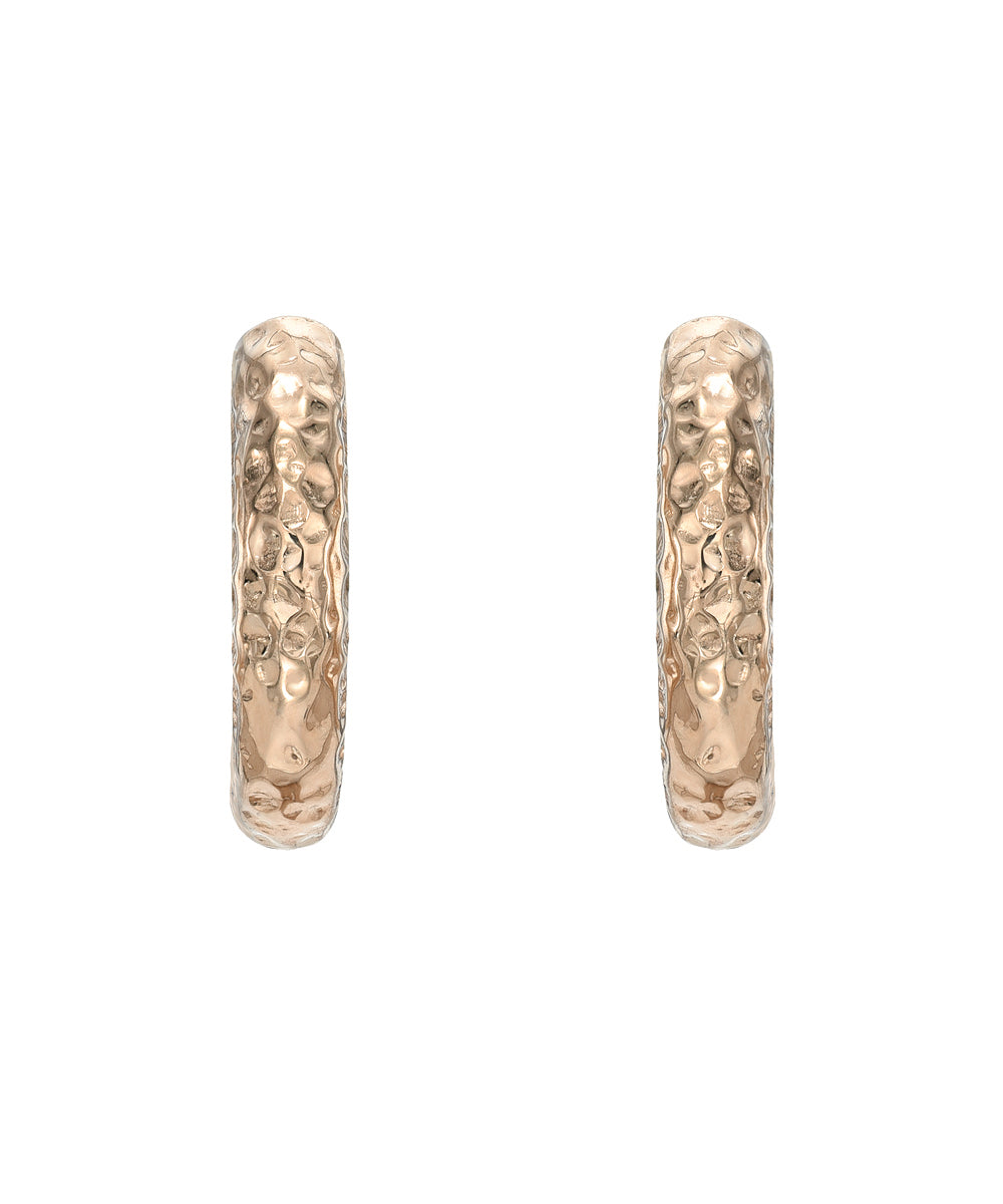 14 Karat Gold 2 mm Wide Hammer Finish Huggie Hoops