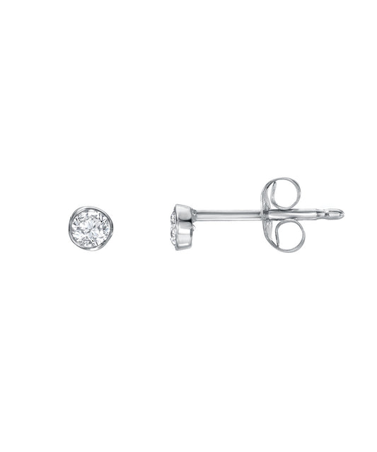 14KT Gold Lab Grown 2 mm Bezel Set Diamond Stud Earrings 0.06 CT
