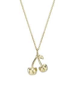 14 Karat Yellow Gold Cherry Pendant Necklace, 18"