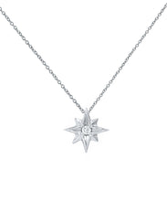 14K Gold North Star 0.03 CT Diamond Pendant Necklace, 16"