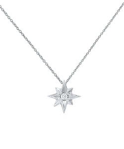 14K Gold North Star 0.03 CT Diamond Pendant Necklace, 16"