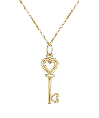 14 Karat Yellow Gold Key To My Heart Pendant Necklace, 18