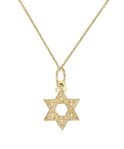 14 Karat Yellow Gold Star of David Pendant Necklace, 18"