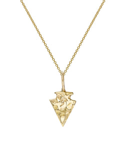 14 Karat Yellow Gold Arrowhead Pendant Necklace, 18"