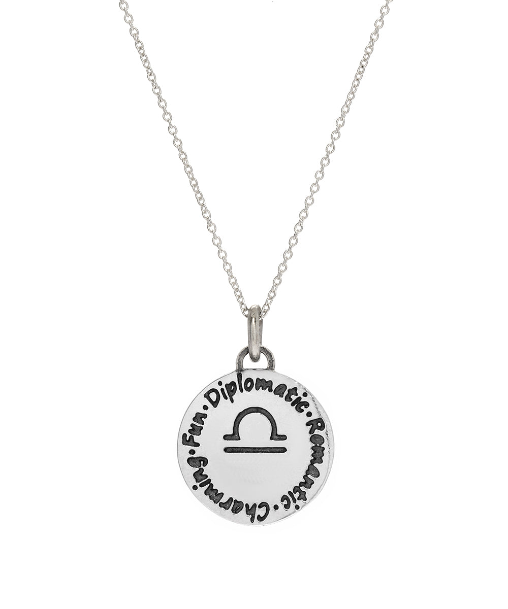 Sterling Silver Reversible Zodiac Diamond Pendant Necklace, 18"