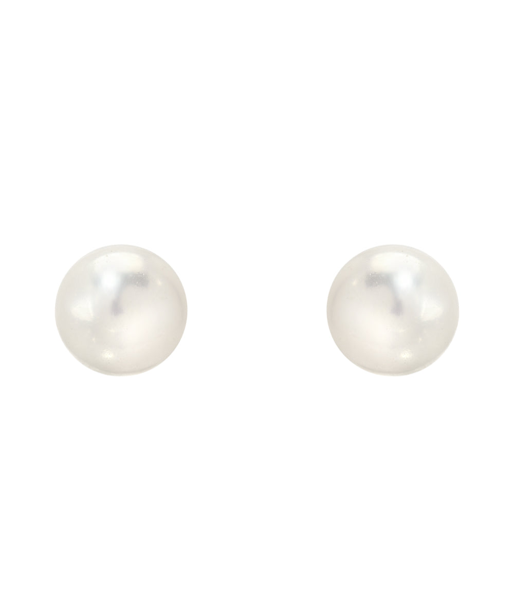 White Freshwater Cultured Sterling Silver AAA Button Pearl Earrings