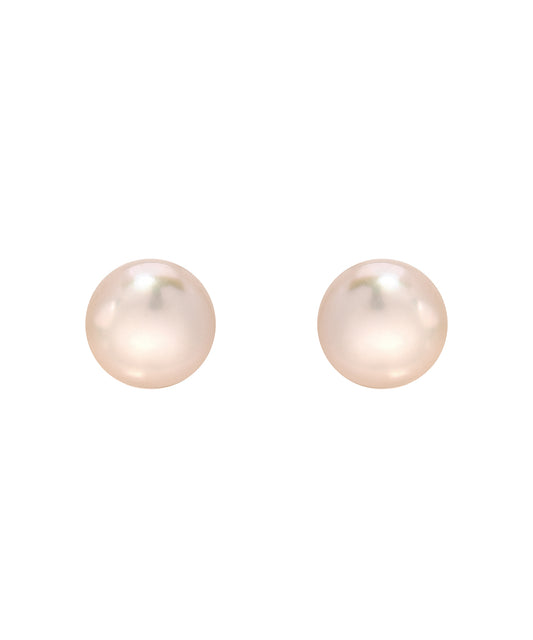 Pink Freshwater Cultured Sterling Silver AAA Button Pearl Earrings
