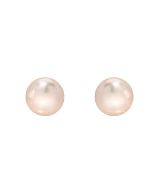 Pink Freshwater Cultured Sterling Silver AAA Button Pearl Earrings