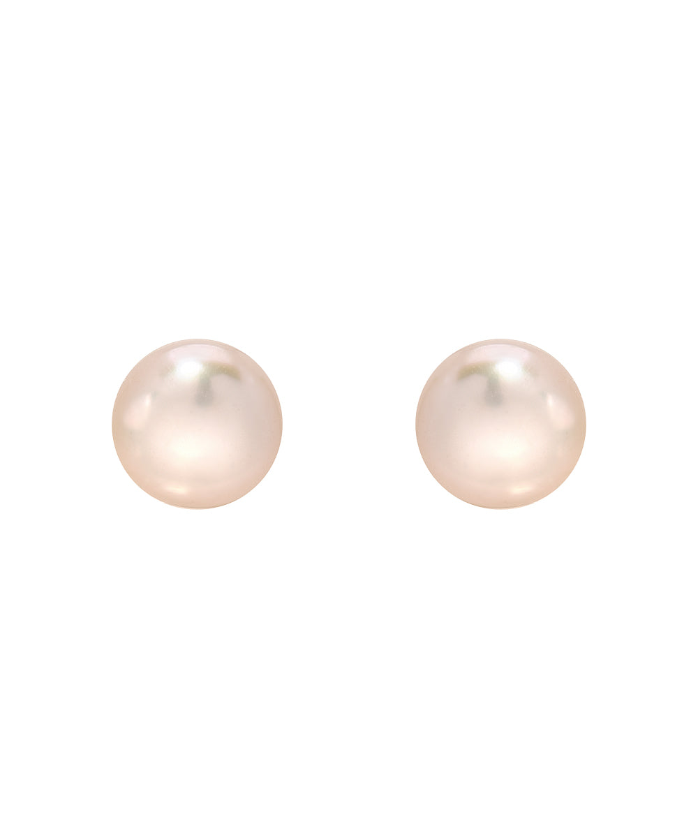 Pink Freshwater Cultured Sterling Silver AAA Button Pearl Earrings