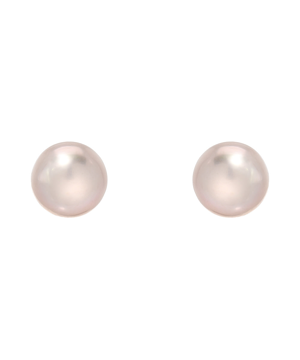 Pink Freshwater Cultured Sterling Silver AAA Button Pearl Earrings
