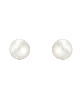 White Freshwater Cultured Sterling Silver AAA Button Pearl Earrings