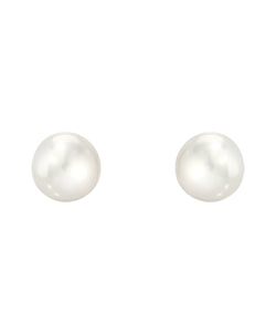 White Freshwater Cultured Sterling Silver AAA Button Pearl Earrings