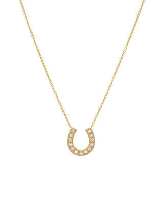 14KT Gold Pave Diamond Horseshoe Necklace, 18