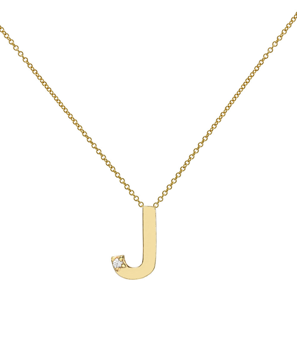 14KT Yellow Gold Letter Initial Diamond Necklace 0.005 CT