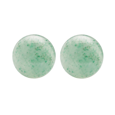 Natural Green Jade Ball Stud Earrings