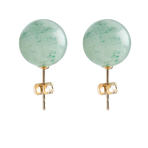 Natural Green Jade Ball Stud Earrings