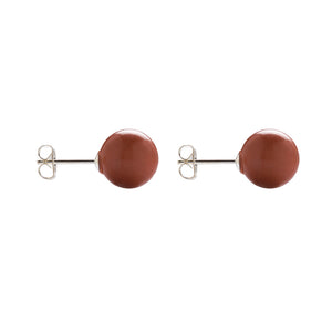 Sterling Silver Natural Red Jasper Ball Stud Earrings - 9 mm