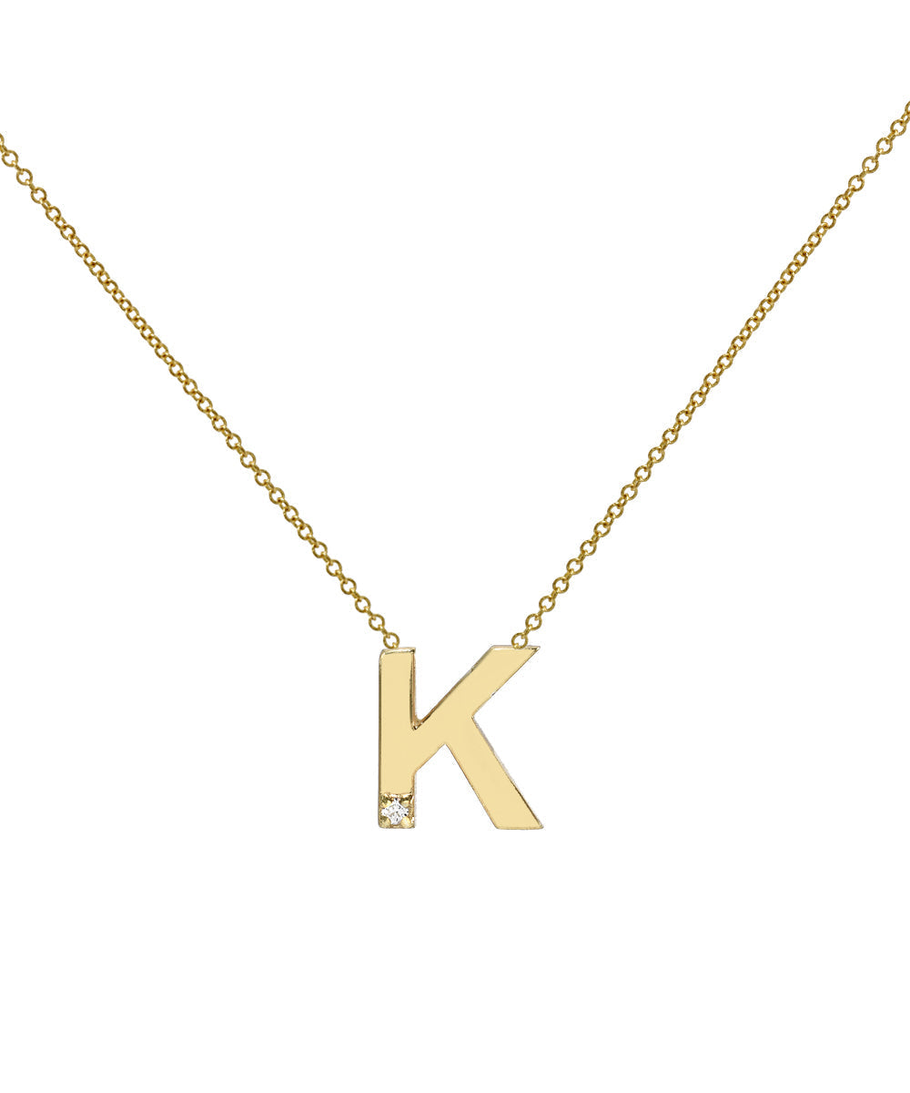 14KT Yellow Gold Letter Initial Diamond Necklace 0.005 CT