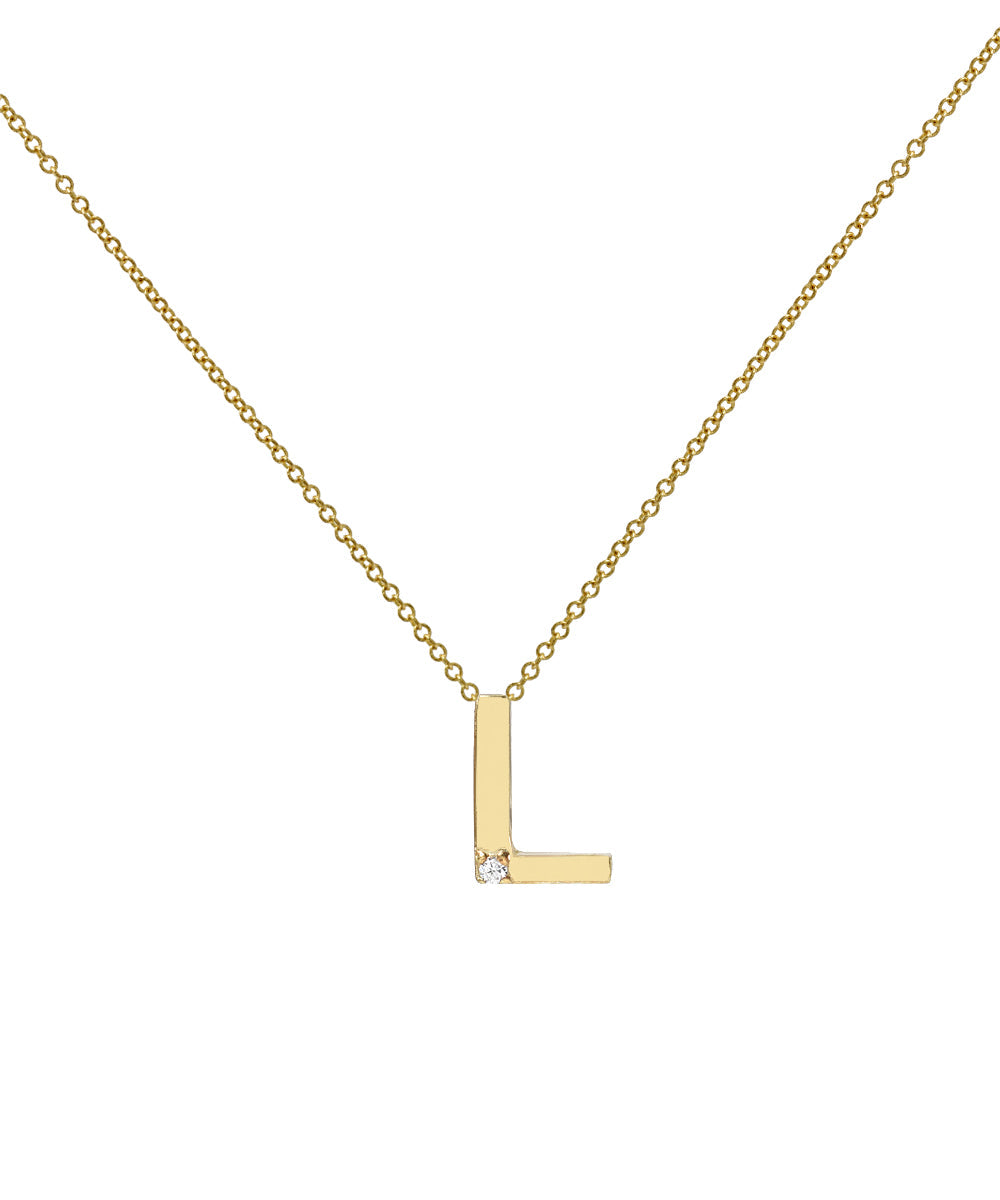 14KT Yellow Gold Letter Initial Diamond Necklace 0.005 CT