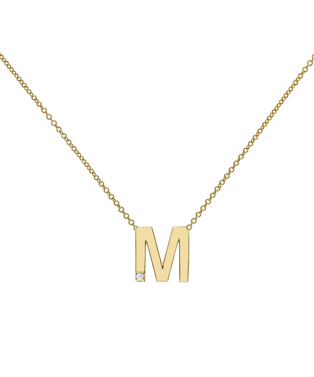 14KT Yellow Gold Letter Initial Diamond Necklace 0.005 CT