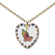 Glass Heart Pendant Necklace 18" Gold Plated Sterling Silver Cute Animal Charm - 0.55 x 0.51"