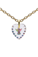 Glass Heart Pendant Necklace 18" Gold Plated Sterling Silver Cute Animal Charm - 0.55 x 0.51"