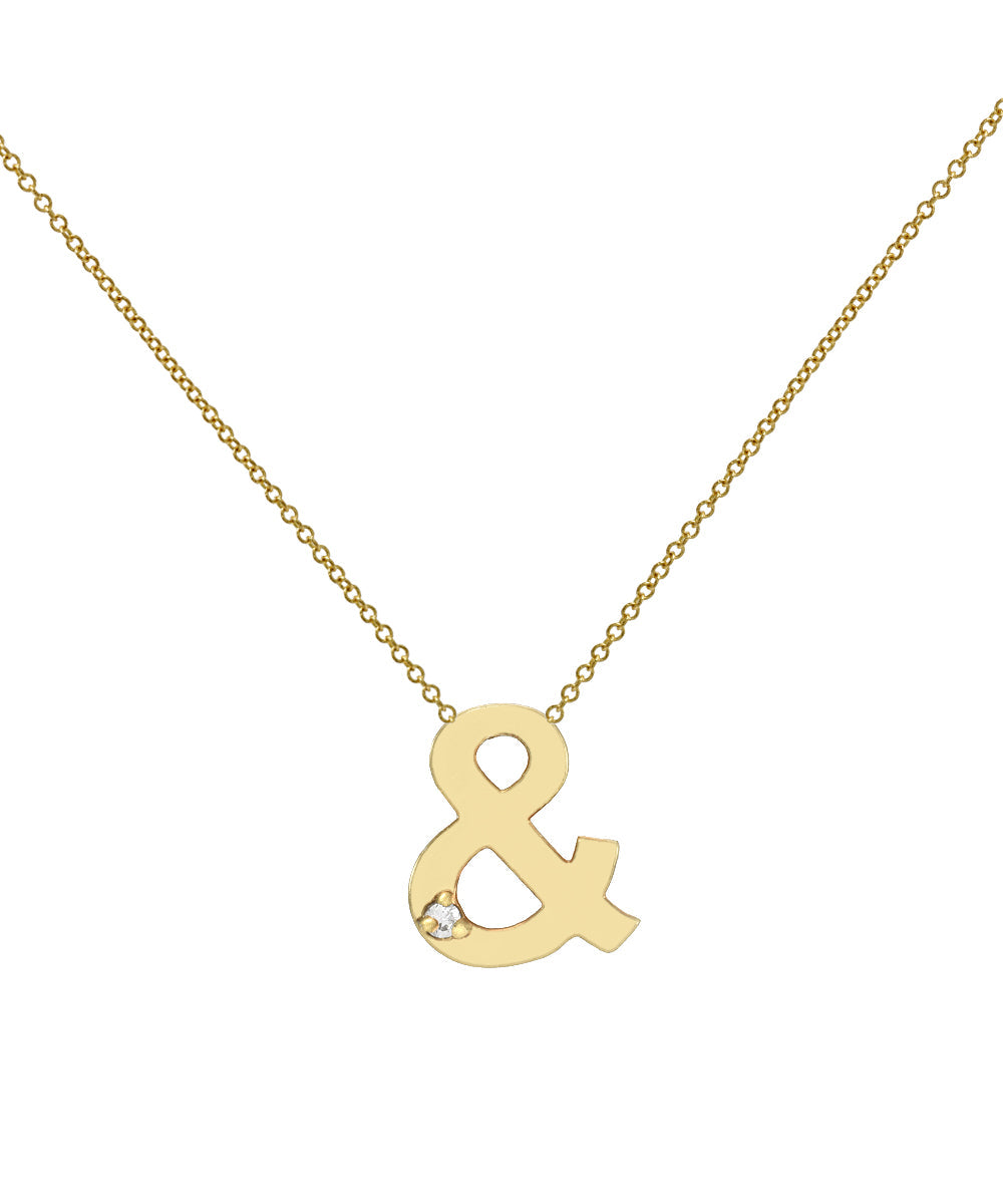14KT Yellow Gold Letter Initial Diamond Necklace 0.005 CT