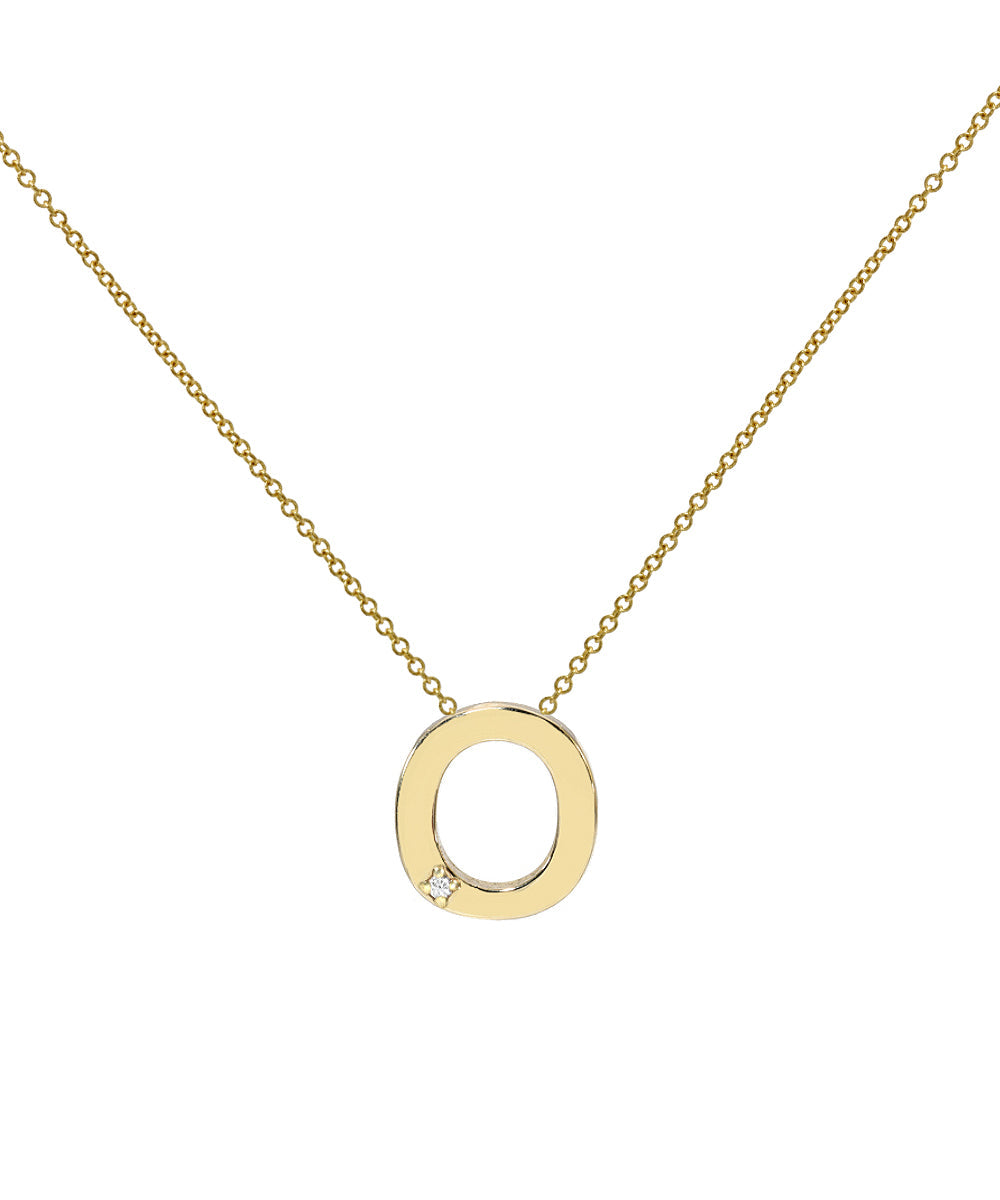 14KT Yellow Gold Letter Initial Diamond Necklace 0.005 CT