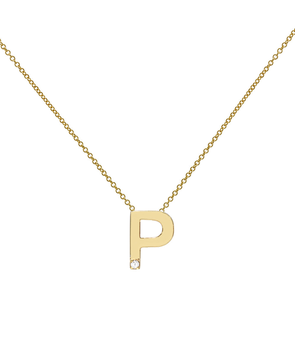 14KT Yellow Gold Letter Initial Diamond Necklace 0.005 CT