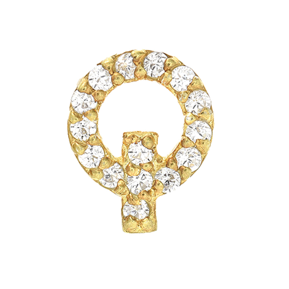 14KT Yellow Gold 0.07 ct Diamond Pave Power Single Stud