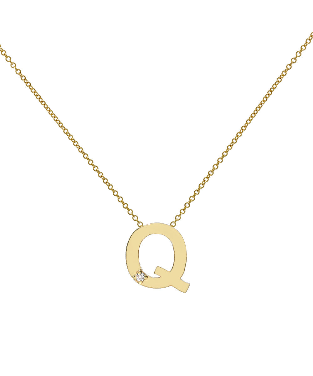 14KT Yellow Gold Letter Initial Diamond Necklace 0.005 CT