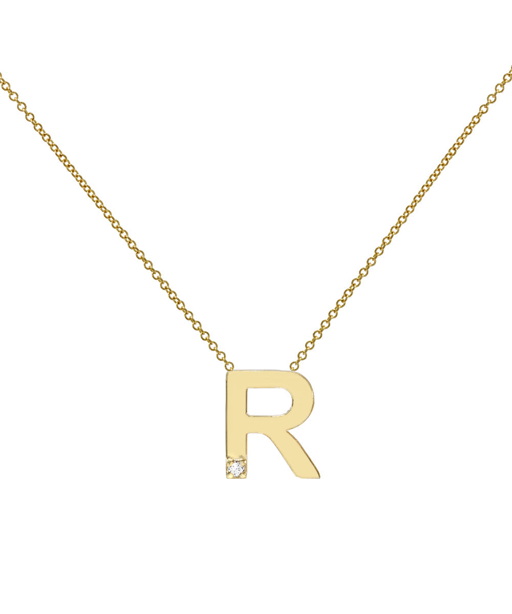 14KT Yellow Gold Letter Initial Diamond Necklace 0.005 CT