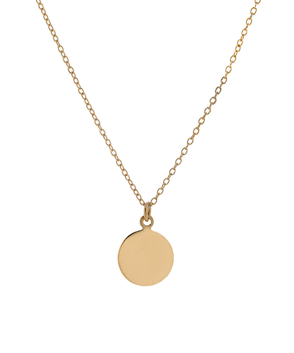 14K Gold Custom Round Personalized Engraved Disc Necklace