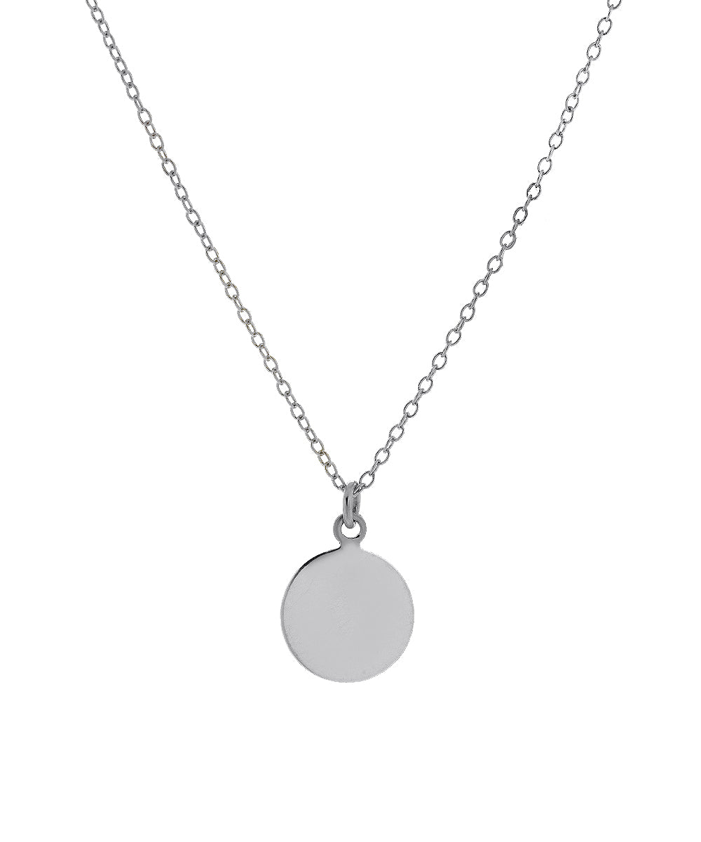Sterling Silver Personalized Round Engraved Disc Necklace