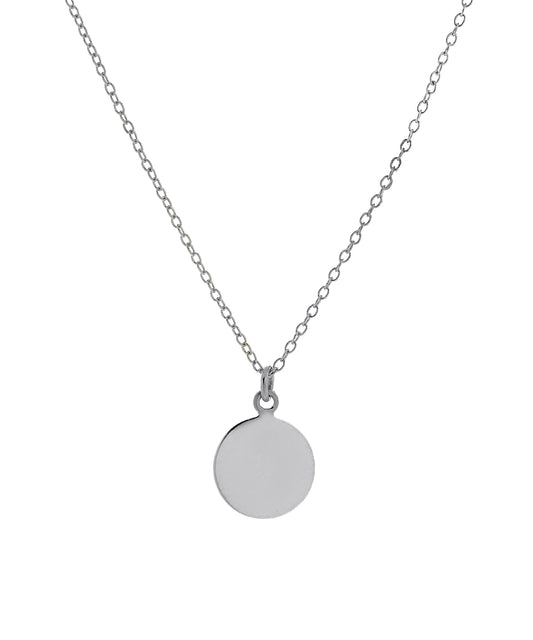 Sterling Silver Personalized Round Engraved Disc Necklace