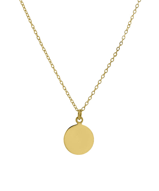 14K Gold Custom Round Personalized Engraved Disc Necklace
