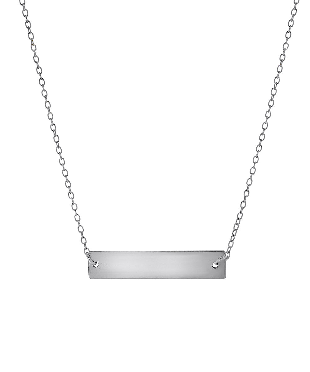 Sterling Silver Custom Horizontal Personalized Nameplate Engraved ID Necklace