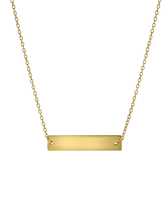 14K Gold Custom Horizontal Personalized Nameplate Engraved ID Necklace