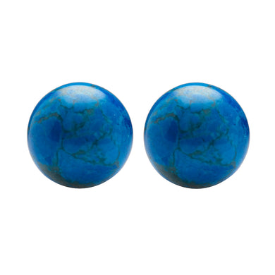 Sterling Silver Natural Turquoise Ball Stud Earrings