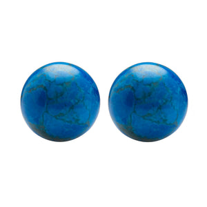 Sterling Silver Natural Turquoise Ball Stud Earrings