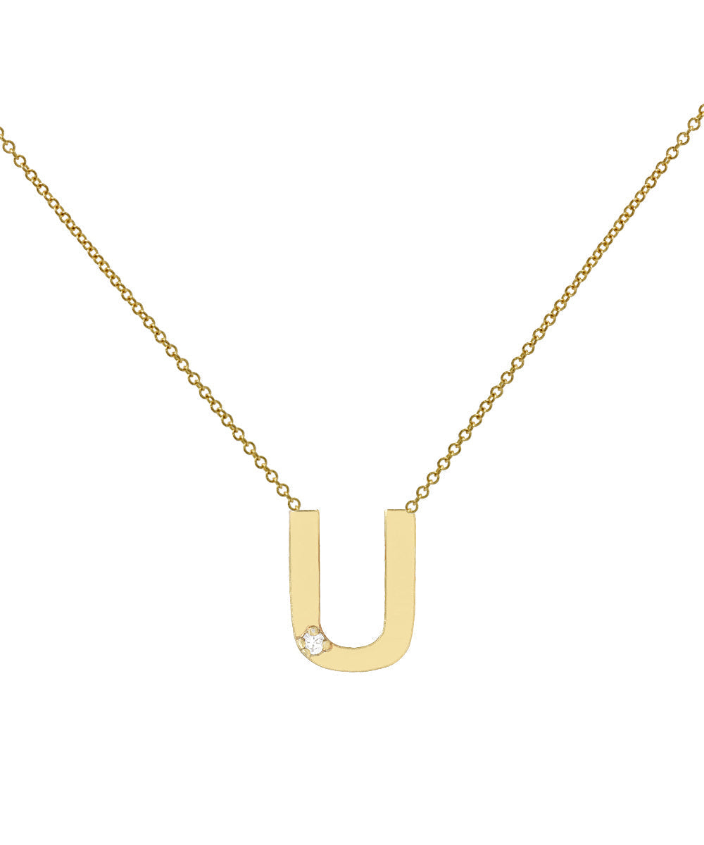 14KT Yellow Gold Letter Initial Diamond Necklace 0.005 CT