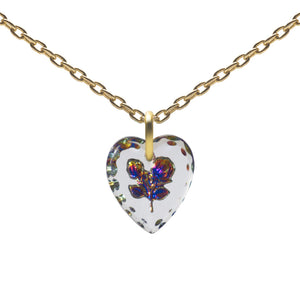Sterling Silver Gold Plate Glass Heart Pendant