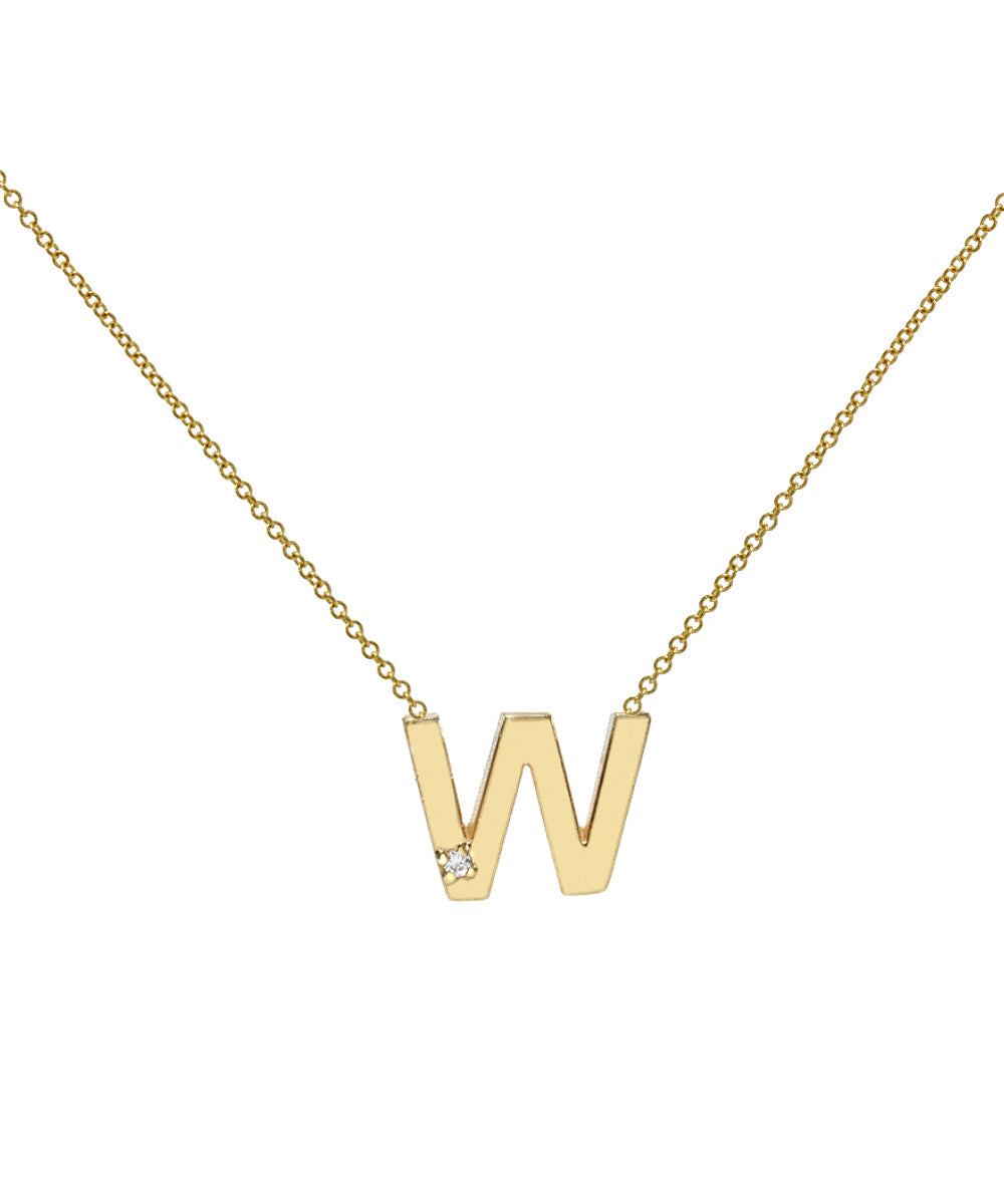 14KT Yellow Gold Letter Initial Diamond Necklace 0.005 CT