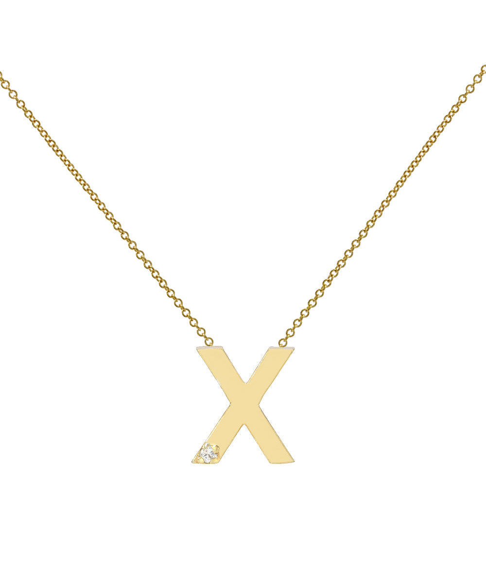 14KT Yellow Gold Letter Initial Diamond Necklace 0.005 CT