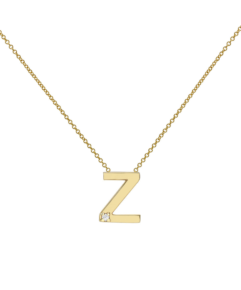 14KT Yellow Gold Letter Initial Diamond Necklace 0.005 CT
