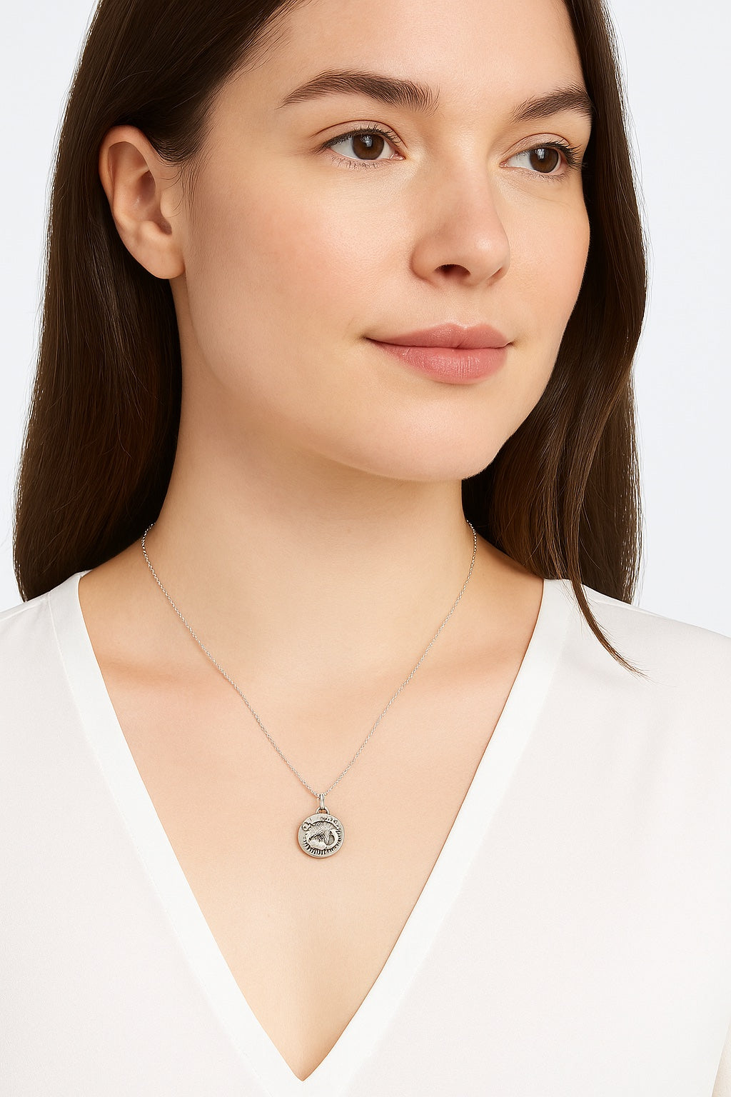 Sterling Silver Reversible Zodiac Diamond Pendant Necklace, 18"
