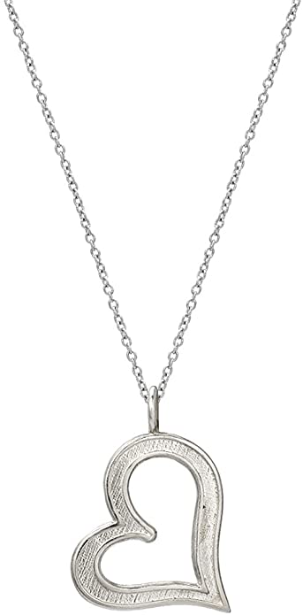Sterling Silver Sideways Heart Pendant Necklace, 18"