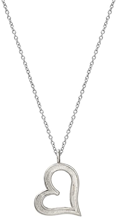Sterling Silver Sideways Heart Pendant Necklace, 18"